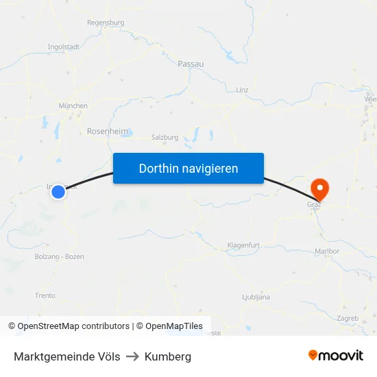 Marktgemeinde Völs to Kumberg map