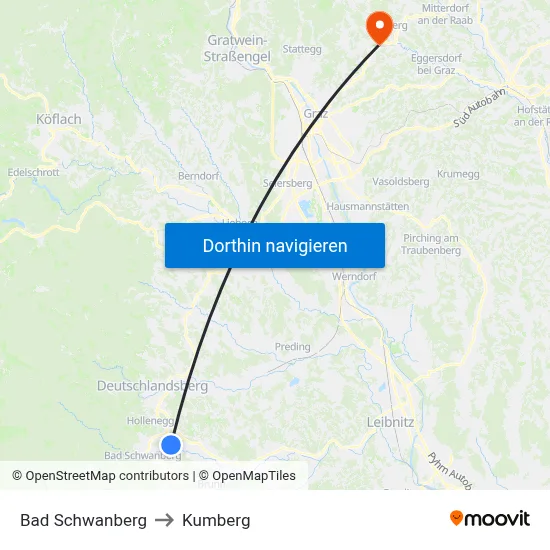 Bad Schwanberg to Kumberg map