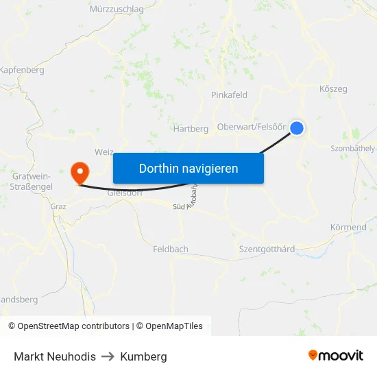 Markt Neuhodis to Kumberg map