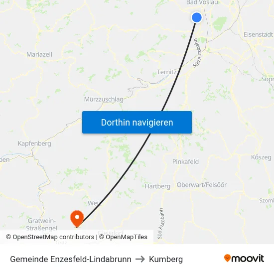 Gemeinde Enzesfeld-Lindabrunn to Kumberg map