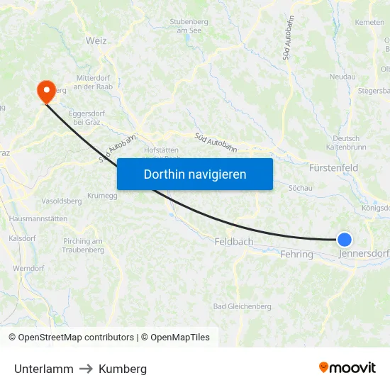 Unterlamm to Kumberg map