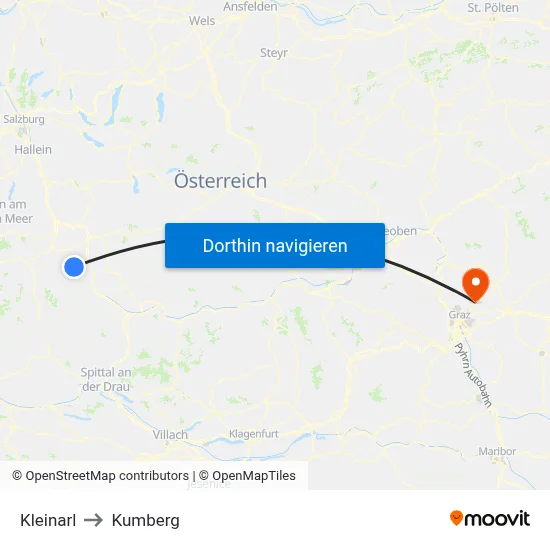 Kleinarl to Kumberg map