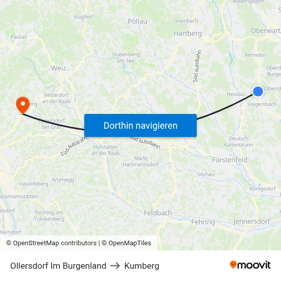 Ollersdorf Im Burgenland to Kumberg map