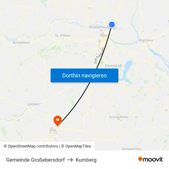 Gemeinde Großebersdorf to Kumberg map