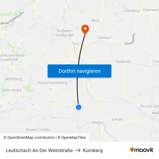 Leutschach An Der Weinstraße to Kumberg map