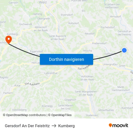 Gersdorf An Der Feistritz to Kumberg map