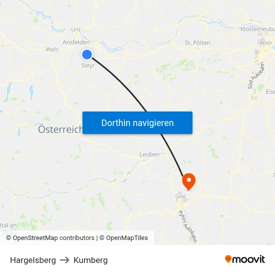 Hargelsberg to Kumberg map
