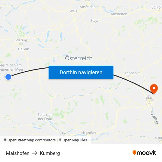 Maishofen to Kumberg map