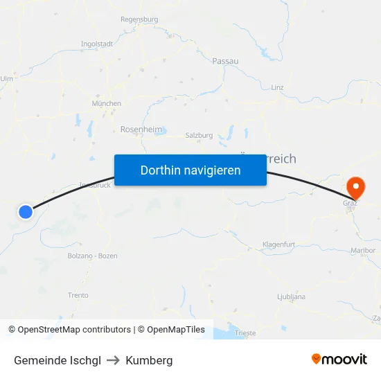 Gemeinde Ischgl to Kumberg map