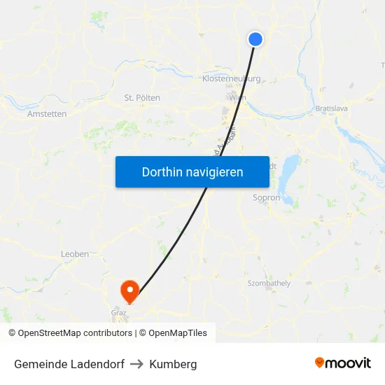 Gemeinde Ladendorf to Kumberg map
