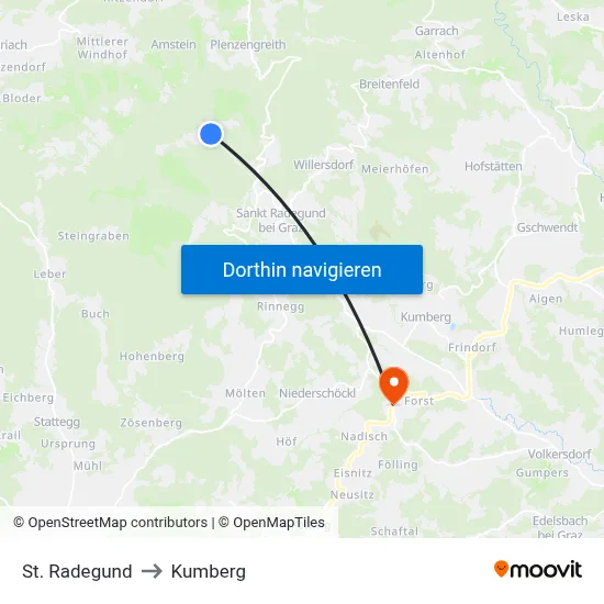 St. Radegund to Kumberg map