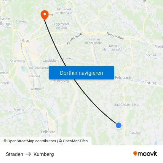 Straden to Kumberg map