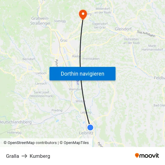 Gralla to Kumberg map