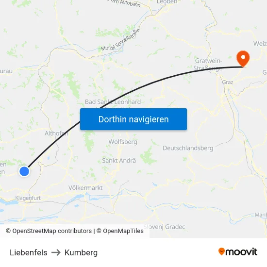Liebenfels to Kumberg map