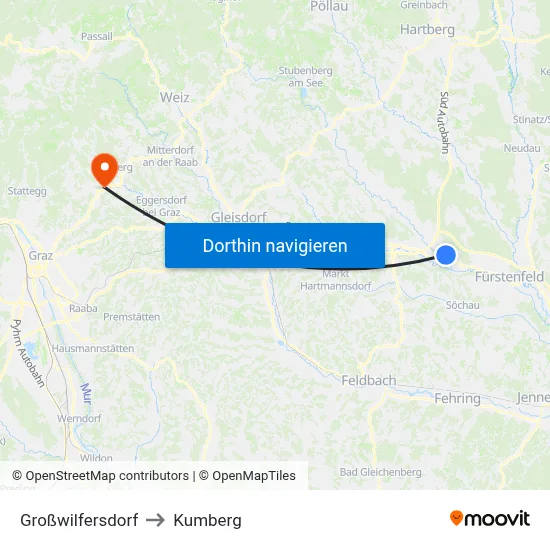 Großwilfersdorf to Kumberg map