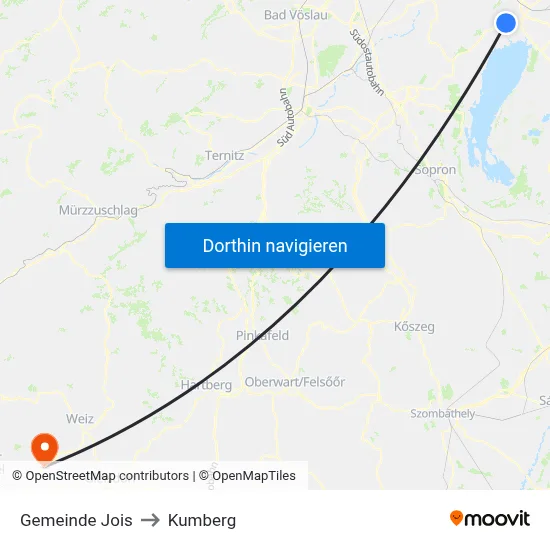 Gemeinde Jois to Kumberg map