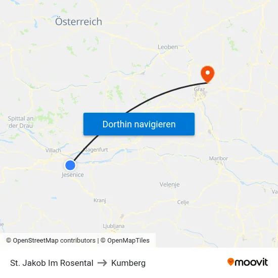 St. Jakob Im Rosental to Kumberg map