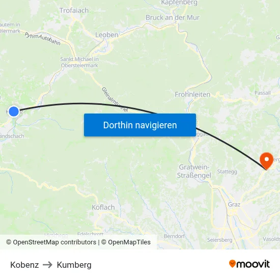 Kobenz to Kumberg map