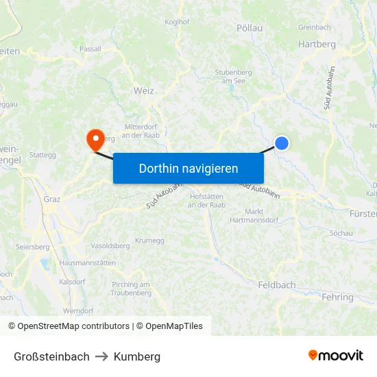 Großsteinbach to Kumberg map