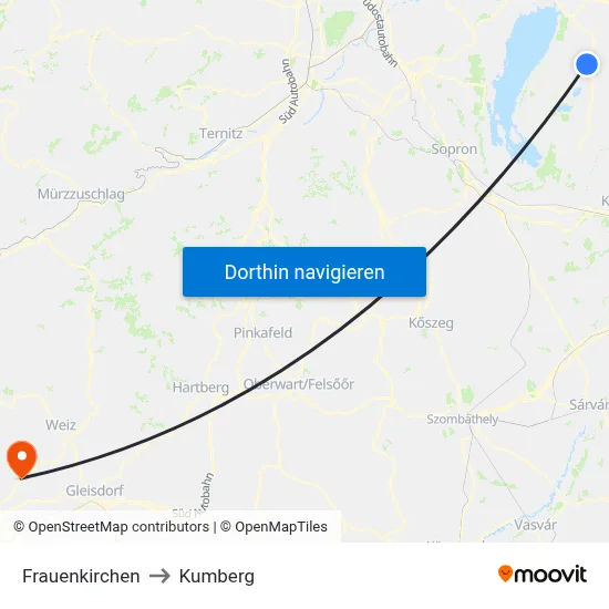 Frauenkirchen to Kumberg map