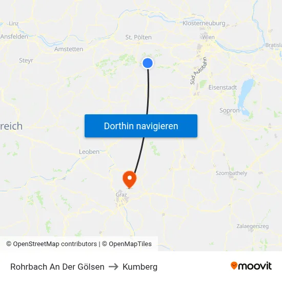 Rohrbach An Der Gölsen to Kumberg map