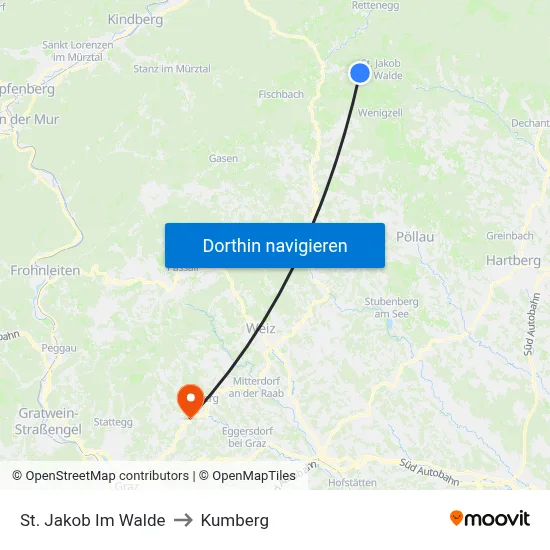 St. Jakob Im Walde to Kumberg map