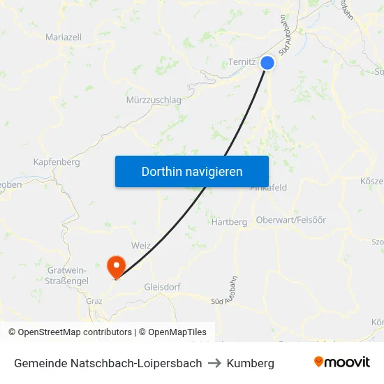 Gemeinde Natschbach-Loipersbach to Kumberg map