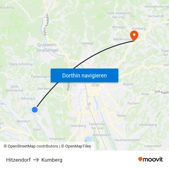 Hitzendorf to Kumberg map