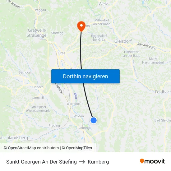 Sankt Georgen An Der Stiefing to Kumberg map