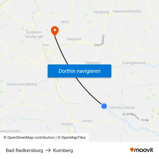 Bad Radkersburg to Kumberg map