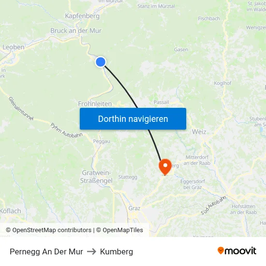 Pernegg An Der Mur to Kumberg map