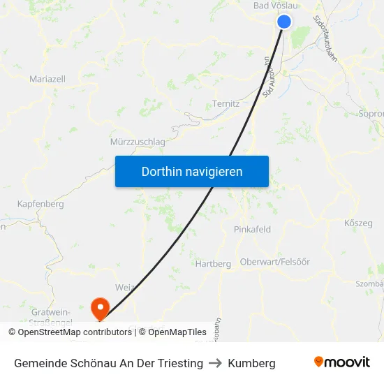 Gemeinde Schönau An Der Triesting to Kumberg map