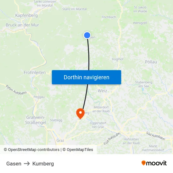 Gasen to Kumberg map