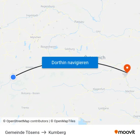 Gemeinde Tösens to Kumberg map