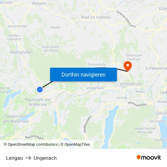 Lengau to Ungenach map