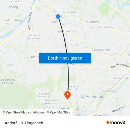 Andorf to Ungenach map
