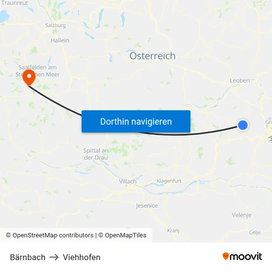 Bärnbach to Viehhofen map