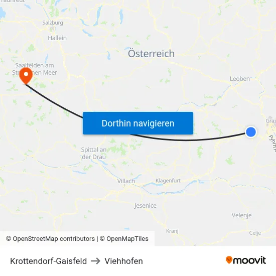 Krottendorf-Gaisfeld to Viehhofen map