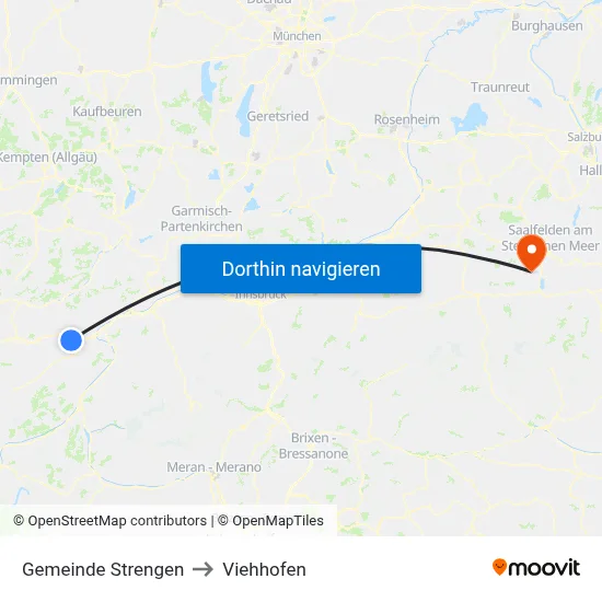 Gemeinde Strengen to Viehhofen map