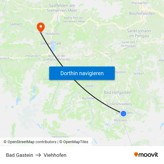 Bad Gastein to Viehhofen map