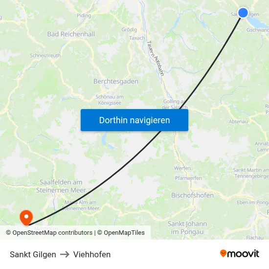Sankt Gilgen to Viehhofen map