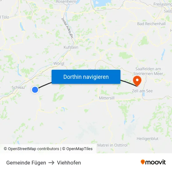 Gemeinde Fügen to Viehhofen map