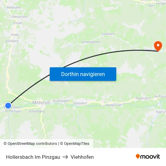 Hollersbach Im Pinzgau to Viehhofen map