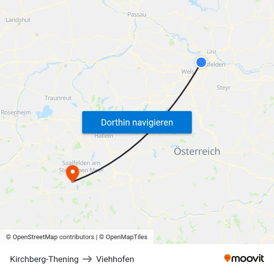 Kirchberg-Thening to Viehhofen map