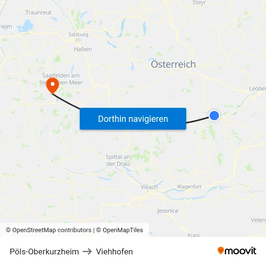 Pöls-Oberkurzheim to Viehhofen map