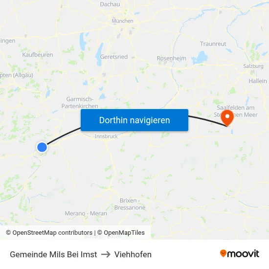 Gemeinde Mils Bei Imst to Viehhofen map