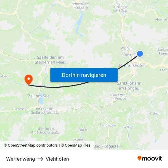 Werfenweng to Viehhofen map