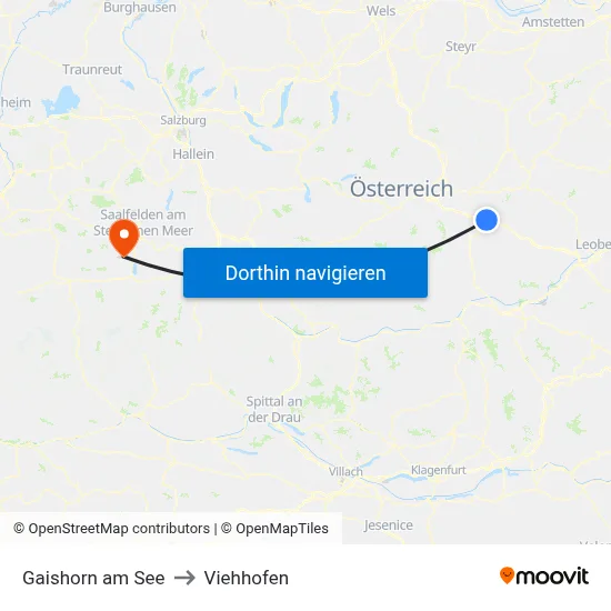 Gaishorn am See to Viehhofen map