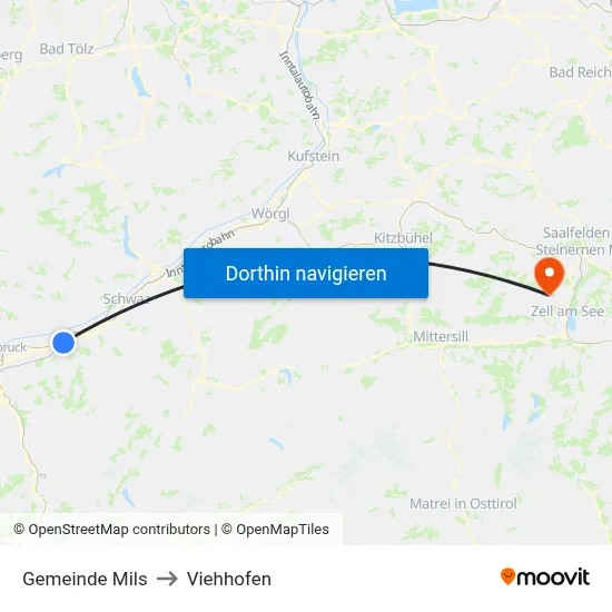 Gemeinde Mils to Viehhofen map