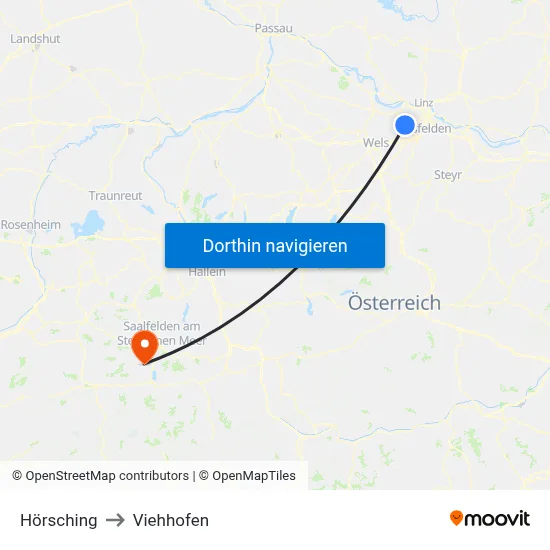 Hörsching to Viehhofen map
